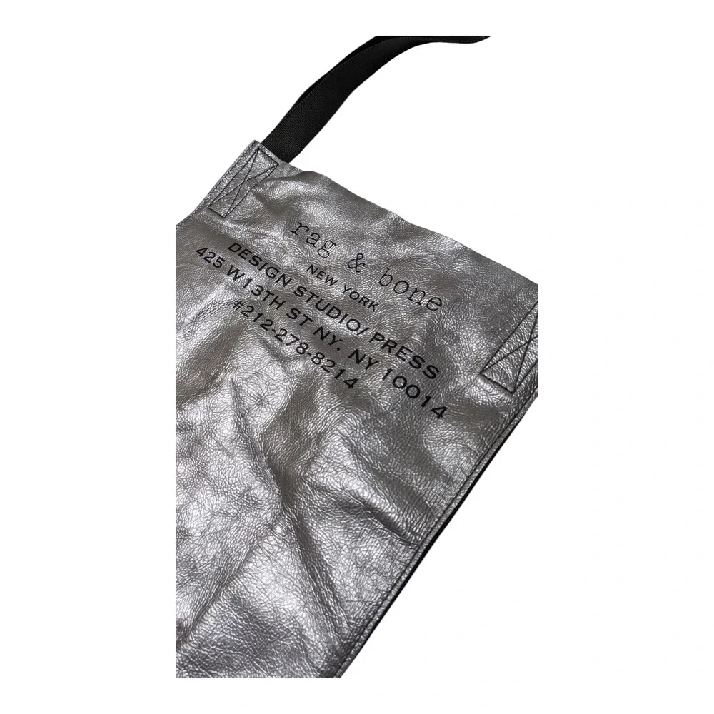 Rag & Bone Silver Metallic Tote Bag Shopper Carry All‎